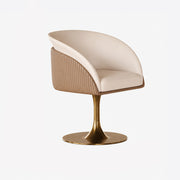 Modern Luxury Swivel Accent Chair Upholstered Vanity Chair with Gold Pedestal Base 1 Piece